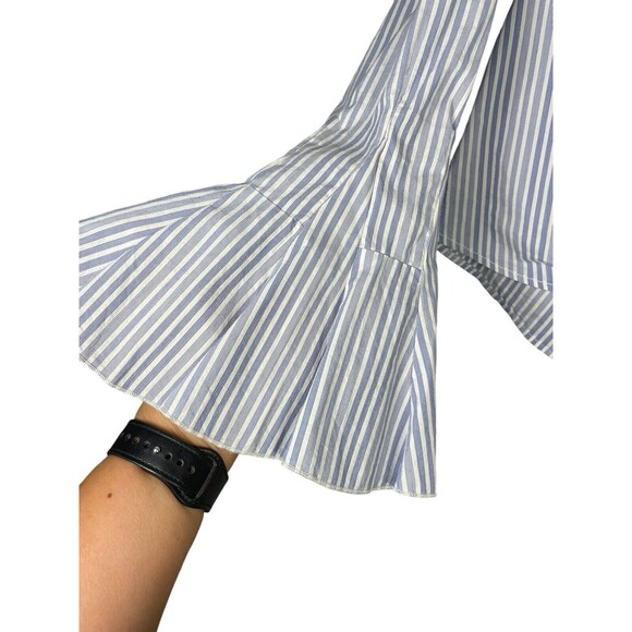 Free People Off-the-Shoulder Boho Striped Button Up Bell Sleeve Top size XS - Picture 4 of 10